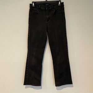J Brand Black Straight Leg Medium Rise Pant Metallic Silver Tuxedo Piped Jean